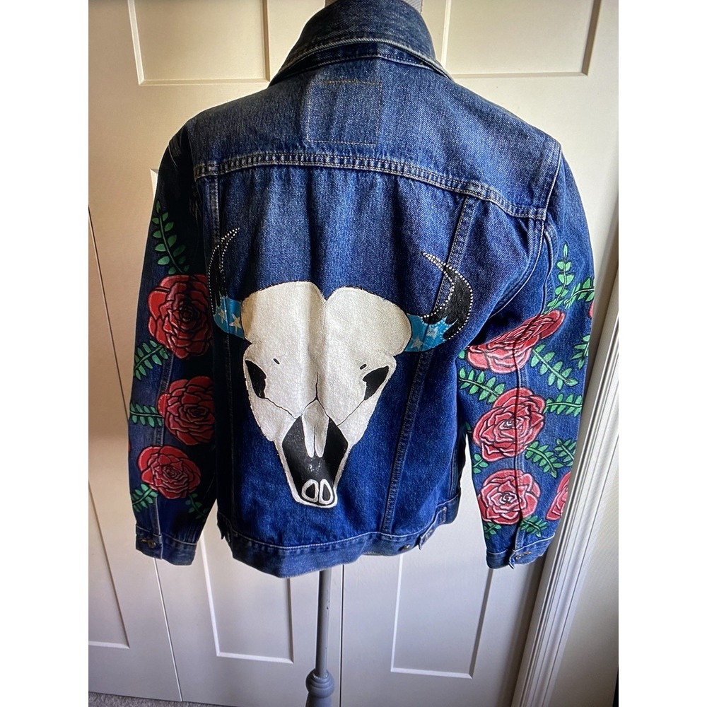 Levi's Art To Wear Denim Jacket XL Hand-panted Western Cowgirl Boho Rodeo R2
